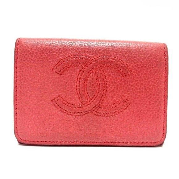CHANEL A70796 Double Snap Small Flap Wallet Compact Trifold wallet salmon pink - Picture 1 of 11